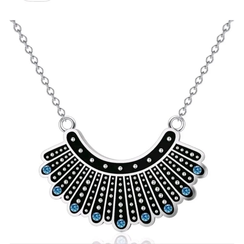 Aoboco~925 Silver‎ Ruth Bader Ginsburg Pendant Necklace Dissent Collar